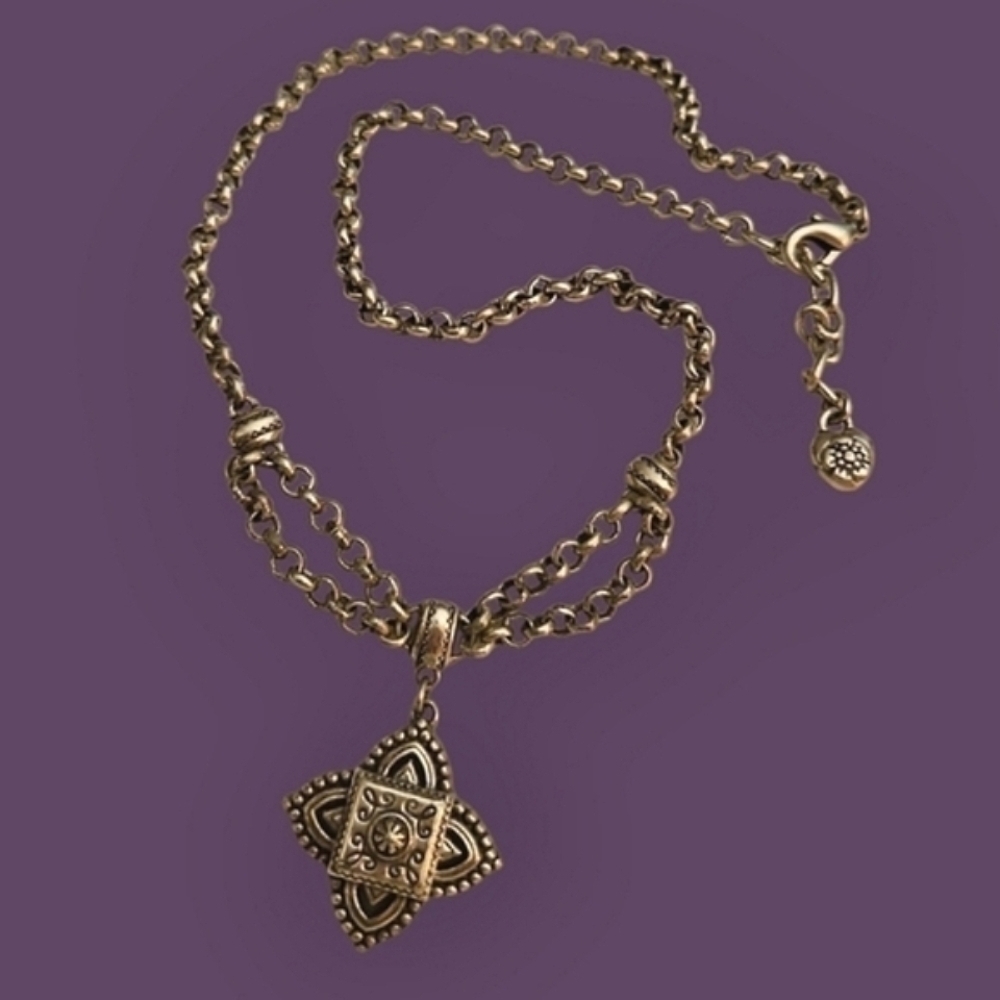 BRIGHTON Four Point Silver Star Pendant Rolo Festoon Chain Necklace
